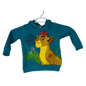 Vintage Y2K Disney Lion King Guard Hoodie Youth 3T Teal Sweatshirt Pullover GUC